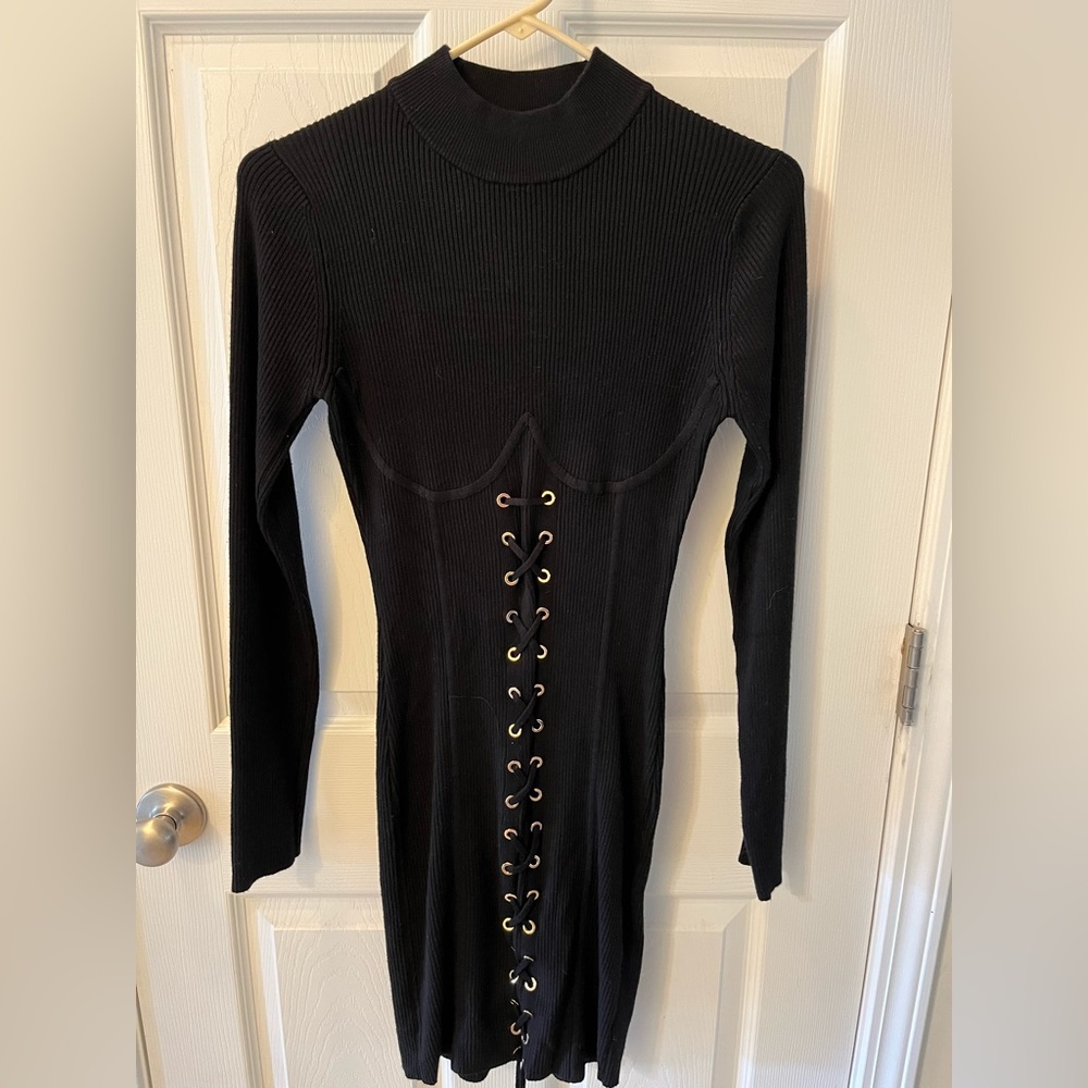 Say What Ribbed Long Sleeve Dress - Picture 1 of 10
